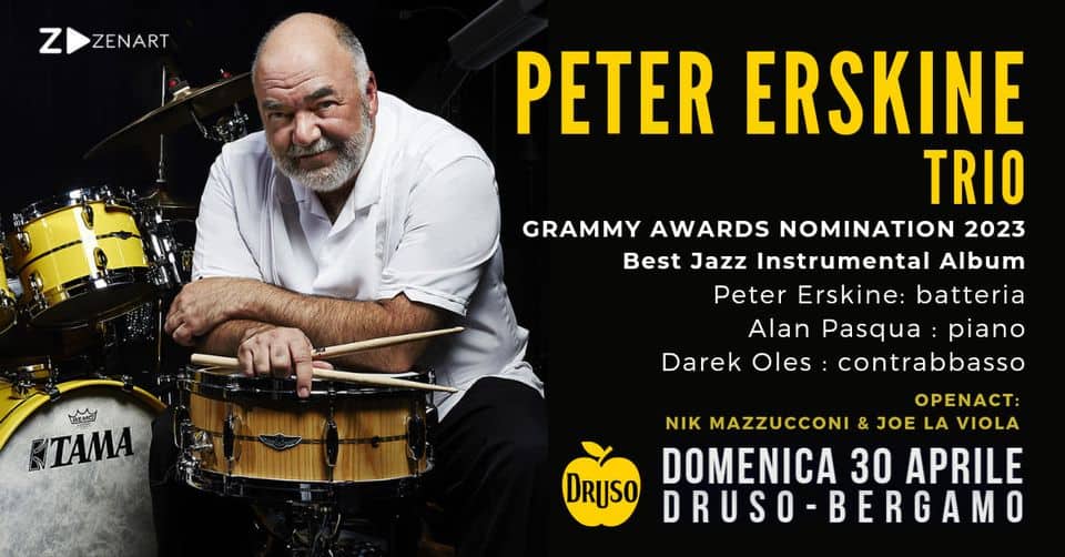 Evento PETER ERSKINE Trio in concerto al Druso di Bergamo Locandina PETER ERSKINE Trio in concerto al Druso di Bergamo - domenica 30 aprile ore 19:30 - 21:30