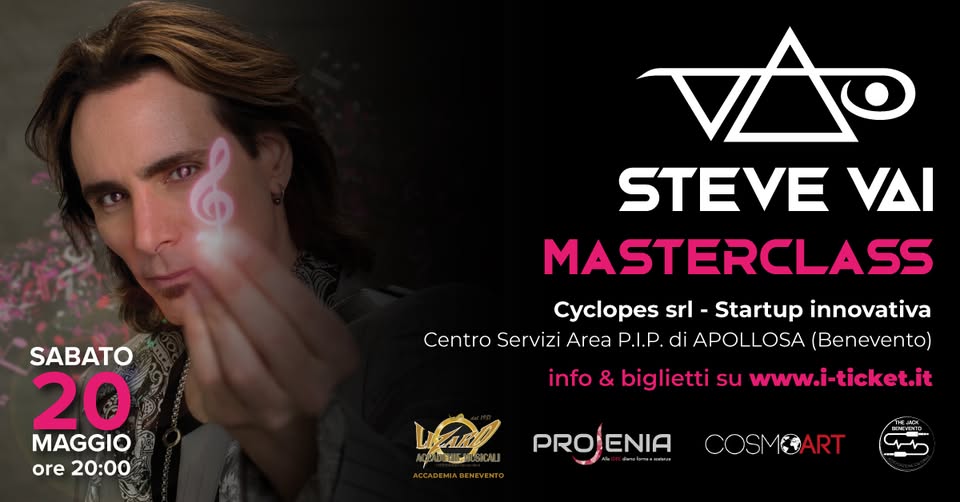 Evento Steve Vai masterclass Locandina Steve Vai masterclass - sabato 20 maggio ore 18:30 - 20:30
