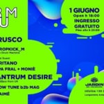 BRUSCO + TANTRUM DESIRE (Uk) | RUM | JARDIN DES VISIONNAIRES | INGRESSO GRATUITO Potrebbe essere un'immagine raffigurante poster e il seguente testo "RM 1 GIUGNO Open h 18:00 INGRESSO GRATUITO Fino alle h 23:00 BRUSCO Live +DROPKICK_M live Drum Machine Special Guest: PURITANO PAPA FRAL MONIÈ TANTRUM DESIRE Drum&Bass from UK MEOW TUNE b2b MAG DJ AIMÉ JARDIN CIRCOLO DEVIINN KLUMINATI Infoline +39 351 654 4669 Lungomare Amerigo Vespucci"