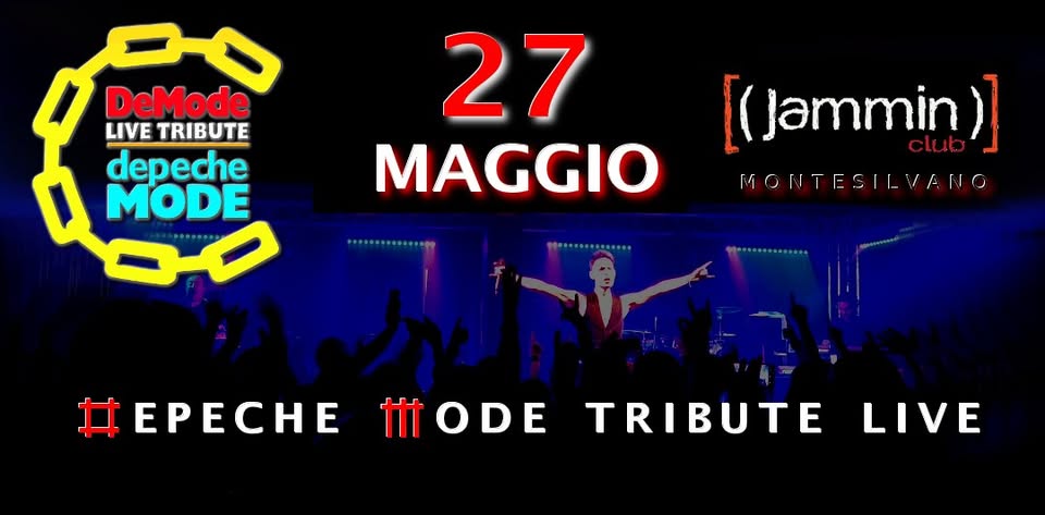 DeMode at Jammin – Montesilvano (PE) Potrebbe essere un'immagine raffigurante 1 persona, poster, concerto e testo