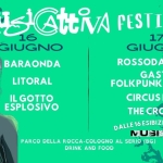 FESTIVAL DI MUSICATTIVA Potrebbe essere un cartone raffigurante 1 persona, poster e il seguente testo "LITORAL IL GOTTO ESPLOSIVO MISAttivA 16 FESTIVAL VOL 17 GIUGNO GIUGNO BARAONDA ROSSODANNATA GASTER FOLKPUNKROCKERS CIRCUSPUNK THECROOKS DALLE16ESIBIZIONELEV DALLE16 ESIBIZIONE MUSICBOXT PARCO DELLA ROCCA-COLOGNO AL SERIO (BG) DRINK AND FOOD GASTERECORDS GASTER ERECORDS"