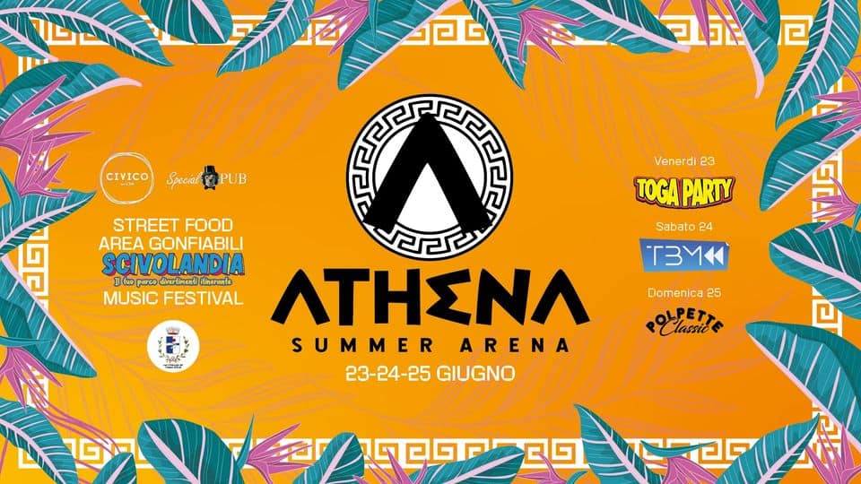 Evento ATHENA Summer Arena 2023 Locandina ATHENA Summer Arena 2023 - da venerdì 23 giugno - domenica 25 giugno 2023 ore 16:00 ore 21:45