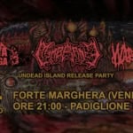 Membrance Undead Island Release Party – Warmblood – Mano Armata Potrebbe essere un'immagine raffigurante poster e il seguente testo "MANO ARMATA GRIND CONGREGA UNDEAD ISLAND RE WMacOy PARTY 24 GIUGNO FORTE MARGHERA (VENEZIA) ORE 21:00 PADIGLIONE 9"