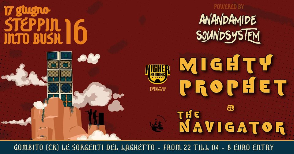 SteppinIntoBus#16 – Special Guest – HIGHER REGIONS feat MIGHTY PROPHET & THE NAVIGATOR Potrebbe essere un contenuto grafico raffigurante poster e testo