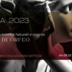 Concerto per due trombe naturali e organo Potrebbe essere un'illustrazione raffigurante 1 persona, poster e il seguente testo "ANTIQUA 2023 Concerto per due trombe naturali e organo IL SOFFIO DI ORFEO RIVA ORATORIO DI S.GIOVAN BATT STA 04.08.23- 04.08.23-ORE21.30 ORE 21.30"