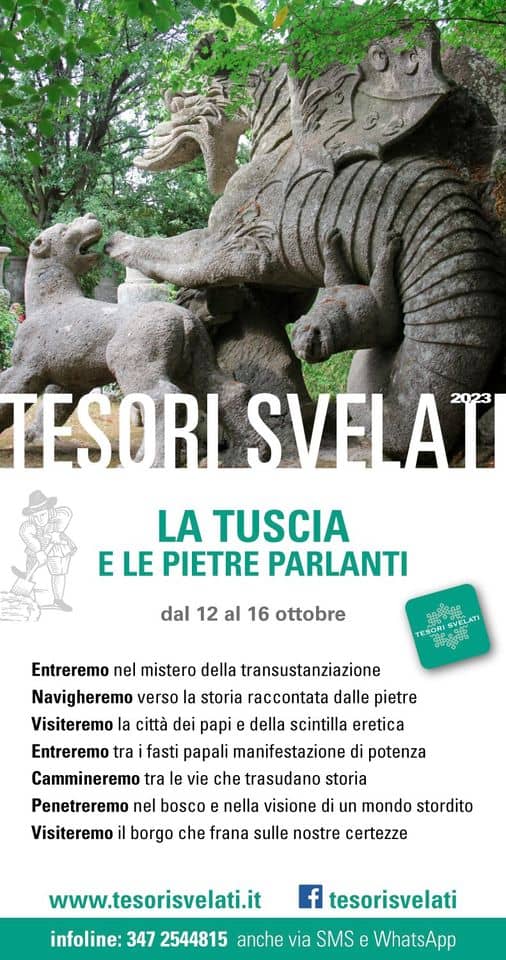 Evento LA TUSCIA e le pietre parlanti Locandina LA TUSCIA e le pietre parlanti - da giovedì 12 ottobre - lunedì 16 ottobre 2023 ore 05:00 ore 19:00