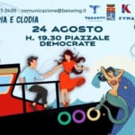 Swing on Boat – Taranto Potrebbe essere un'immagine raffigurante 1 persona, poster, zattera, motoscafo, battello fluviale e il seguente testo "Per info +39 333 503 0498 comunicazione@beswing.it MOTONAVI ADRIA E CLODIA TARANTO ا1 24 AGOSTO H. 19.30 PIAZZALE DEMOCRATE KYMA SWING BOAT on 000 TARANTO 00O Swing Festival"