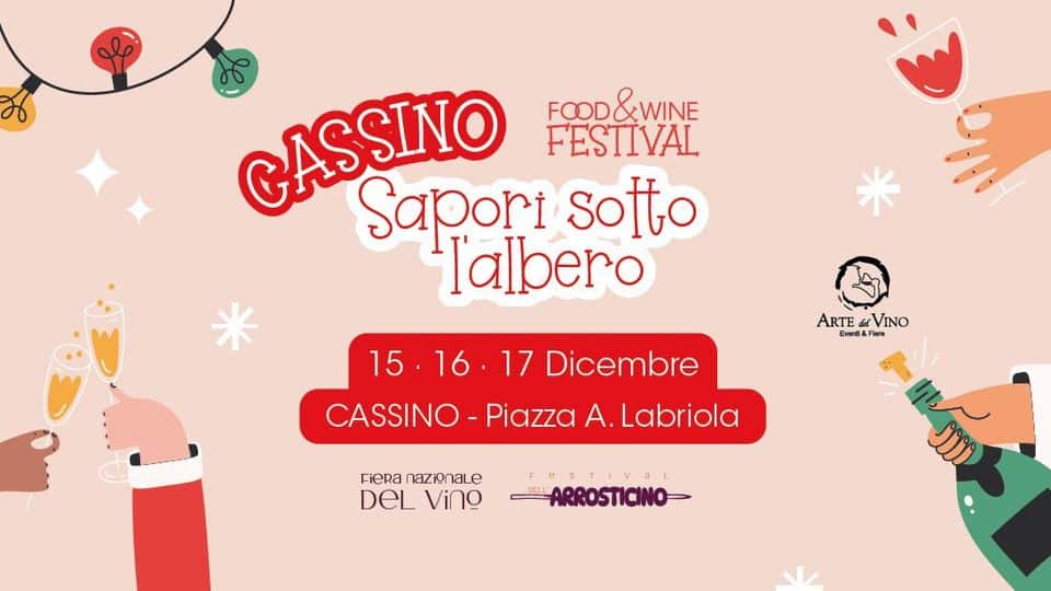 FIERA NAZIONALE DEL VINO | CASSINO IN VINO & FESTIVAL DELL’ARROSTICINO Potrebbe essere un contenuto grafico raffigurante vino, poster, bottiglia di vino e testo