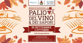 PALIO DEL VINO & DEI SAPORI – Negrar di Valpolicella – 30/09 e 1/10 Potrebbe essere un'immagine raffigurante poster, torta e il seguente testo "PROLOCO® M. STUDIO GRANDI CONSULENZA SICUREZZA SERVIZI EVENTI XTTI MaV NEGRAR DI VALPOLICELLA PALIO DEL VINO & DEI SAPORI 30 SETTEMBRE 10TTOBRE Viale Giuseppe Mazzini ACQUISTA ON LINE IL KIT DEGUSTAZIONE SU: www.proloconegrarvalpolicella.com 4e"