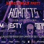 ALMOSTWEEN PARTY May be a graphic of poster, magazine, crowd and text