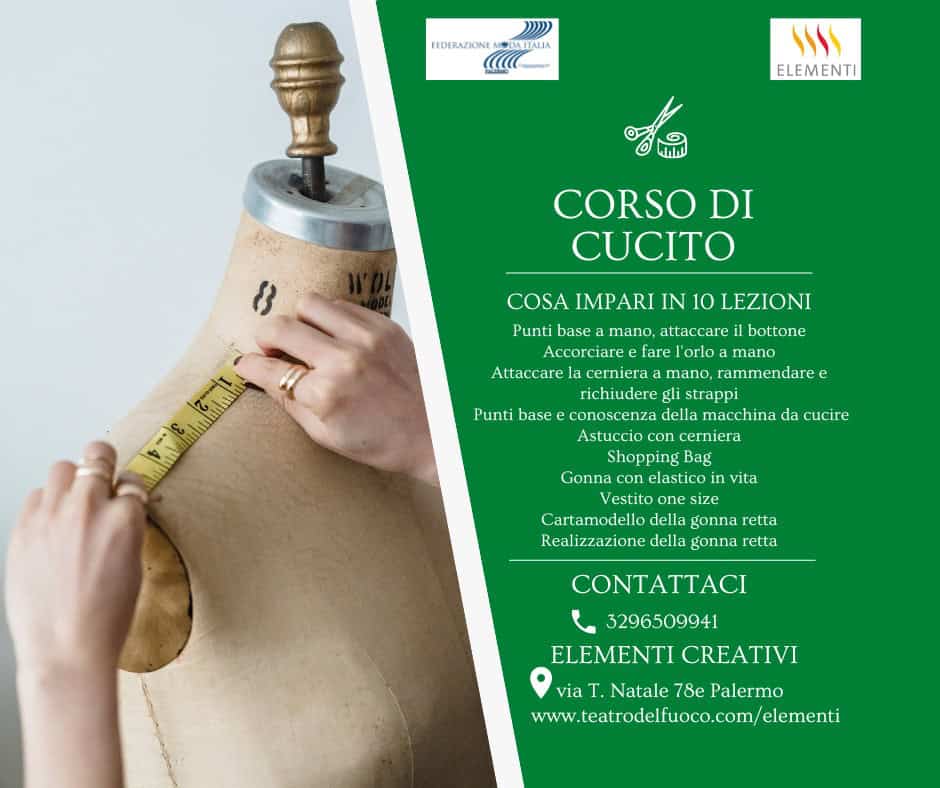Evento corso di cucito 1° livello da Elementi Creativi del Teatro del Fuoco Locandina corso di cucito 1° livello da Elementi Creativi del Teatro del Fuoco - da giovedì 5 ottobre - giovedì 7 dicembre 2023 ore 14:00 ore 17:00