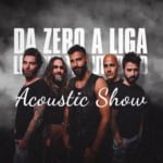 Da zero a Liga | Acoustic Show @ Castelletto Ticino (NO) May be an image of 4 people, guitar, poster, microphone, concert and text