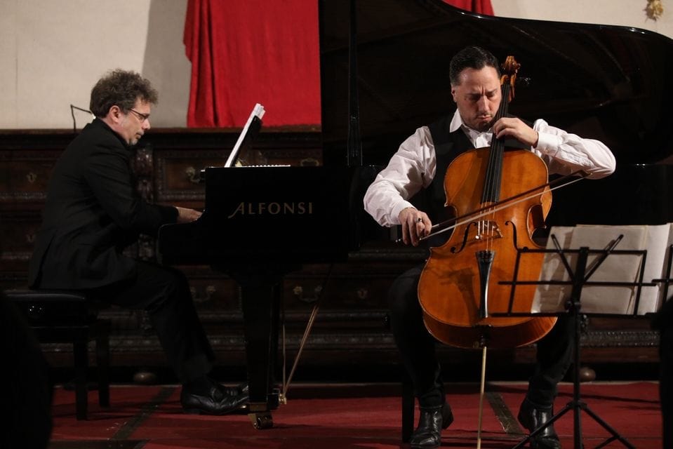 Gabriele Geminiani e Monaldo Braconi in concerto a Viterbo – Musiche di Brahms e Prokofiev May be an image of 2 people, piano, clarinet, violin and cello