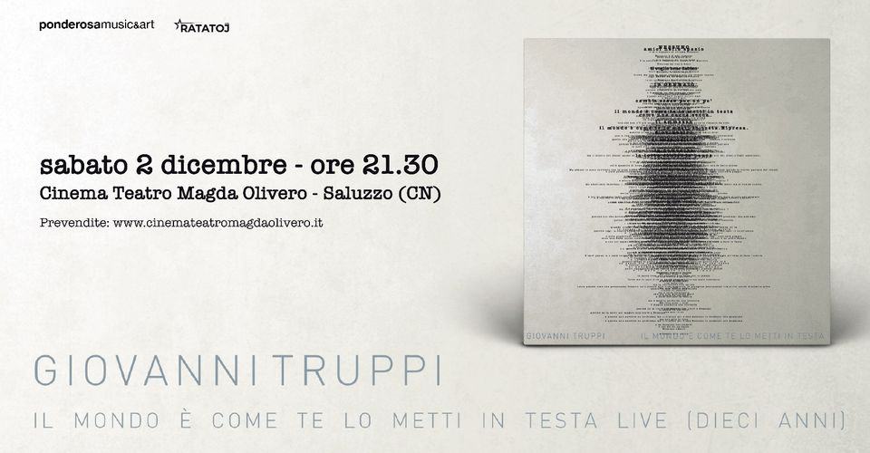 Evento Giovanni Truppi live – Saluzzo (Cn) Locandina Giovanni Truppi live – Saluzzo (Cn) - sabato 2 dicembre ore 20:30 - 22:30