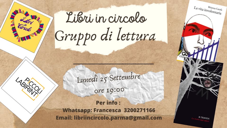 Evento Gruppo di lettura Libri in circolo Locandina Gruppo di lettura Libri in circolo - lunedì 23 ottobre ore 19:00 - 20:30