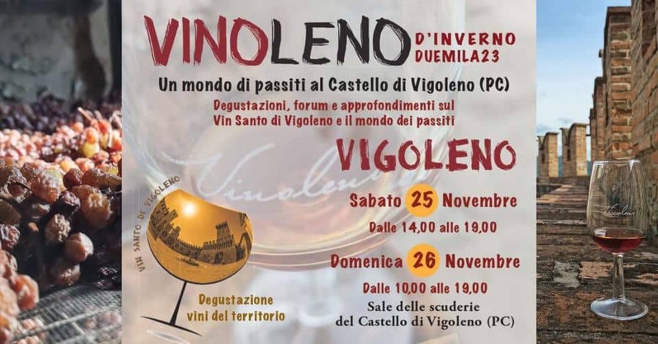 Evento VINOLENO d’inverno – un mondo di passiti al Castello di Vigoleno (PC) Locandina VINOLENO d’inverno – un mondo di passiti al Castello di Vigoleno (PC) - da sabato 25 novembre - domenica 26 novembre 2023 ore 13:00 ore 18:00