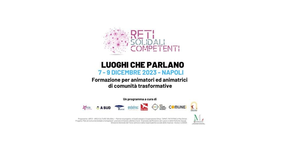 Evento FORMAZIONE Luoghi che parlano Locandina FORMAZIONE Luoghi che parlano - da giovedì 7 dicembre - sabato 9 dicembre 2023 ore 10:00 ore 13:00