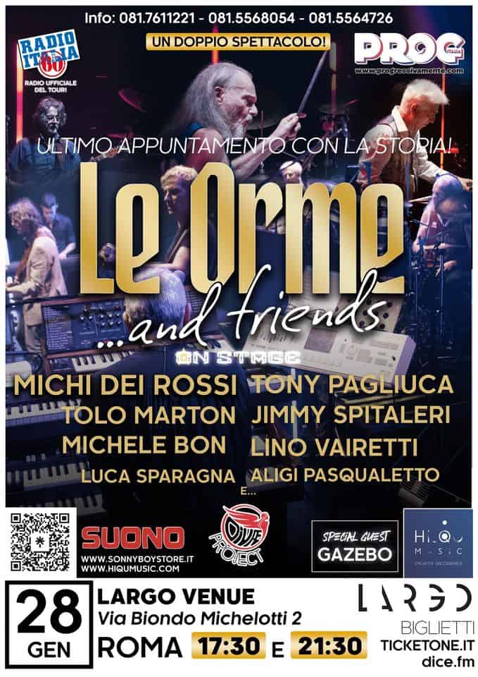 Evento Le Orme In Concerto Doppio Spettacolo Le Orme & Friends Tour Largo Venue – Roma Locandina Le Orme In Concerto Doppio Spettacolo Le Orme & Friends Tour Largo Venue – Roma - domenica 28 gennaio ore 16:30 - 23:00