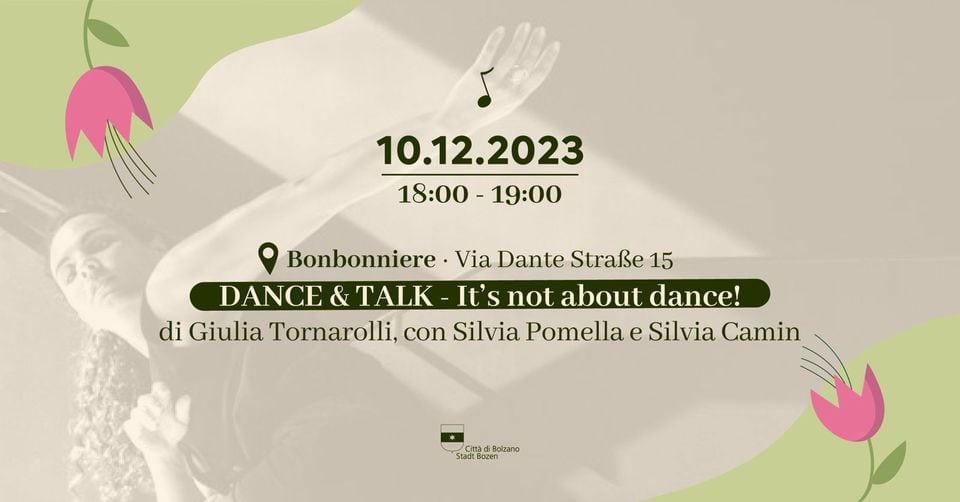Evento DANCE & TALK – It’s not about dance! di Giulia Tornarolli ELLA 2023 Locandina DANCE & TALK – It’s not about dance! di Giulia Tornarolli ELLA 2023 - domenica 10 dicembre ore 17:00 - 18:00