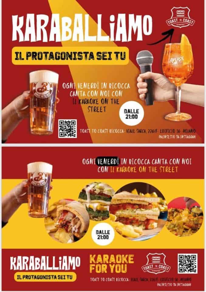 Evento Karaballiamo al Toast to Coast Bicocca Locandina Karaballiamo al Toast to Coast Bicocca - venerdì 15 dicembre ore 20:30 - 22:30