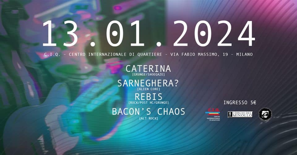 Evento Rebis Caterina Sarneghera? Bacon’s Chaos – C.i.q. Milano Locandina Rebis Caterina Sarneghera? Bacon’s Chaos – C.i.q. Milano - sabato 13 gennaio ore 20:00 - 22:00