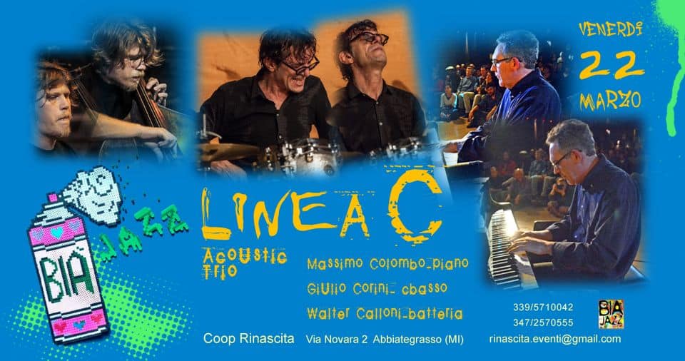 LINEA C Acoustic Trio – Bià Jazz 2024 May be an image of 5 people and text