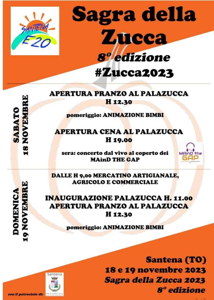Evento Sagra della Zucca – 8° edizione Locandina Sagra della Zucca – 8° edizione - da sabato 18 novembre - domenica 19 novembre 2023 ore 11:00 ore 17:30