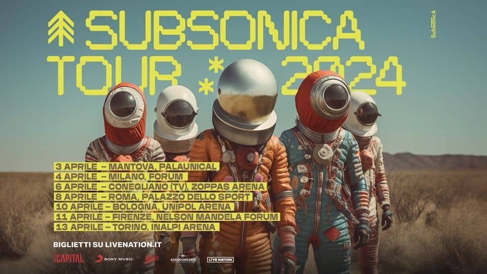 Evento Subsonica 2024 Tour – Bologna Locandina Subsonica 2024 Tour – Bologna - mercoledì 10 aprile ore 19:00 - 21:00