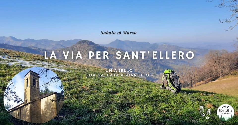 La via per Sant’Ellero May be an image of the Arno River and text that says "Sabato 16 Marzo LA VIA PER SANT ELLERO UNANELLO DA GALEATA A PIANETTO BOREALIS pooHib -H"