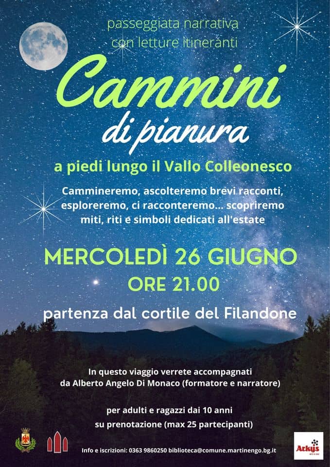 Evento Cammini Di Pianura A Piedi Lungo Il Vallo Colleonesco Locandina Cammini Di Pianura A Piedi Lungo Il Vallo Colleonesco - mercoledì 26 giugno ore 19:00 - 21:00