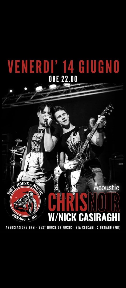 Evento Chris Noir Locandina Chris Noir - venerdì 14 giugno ore 20:00 - 22:00