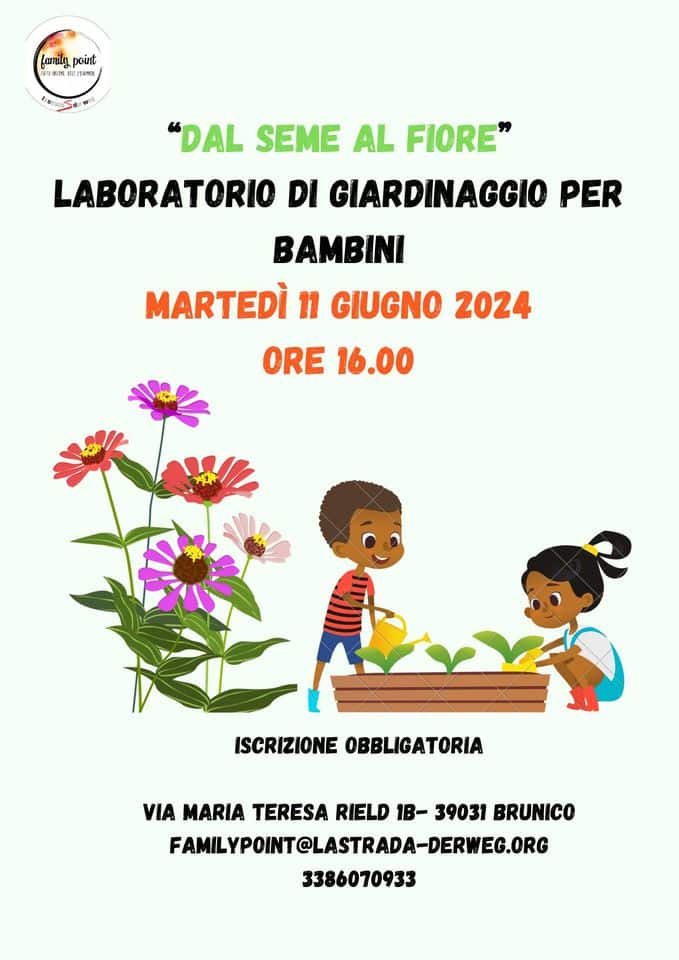 Evento “Dal seme al fiore”. Laboratorio di giardinaggio per bambini. Locandina “Dal seme al fiore”. Laboratorio di giardinaggio per bambini. - martedì 11 giugno ore 14:00 - 16:00