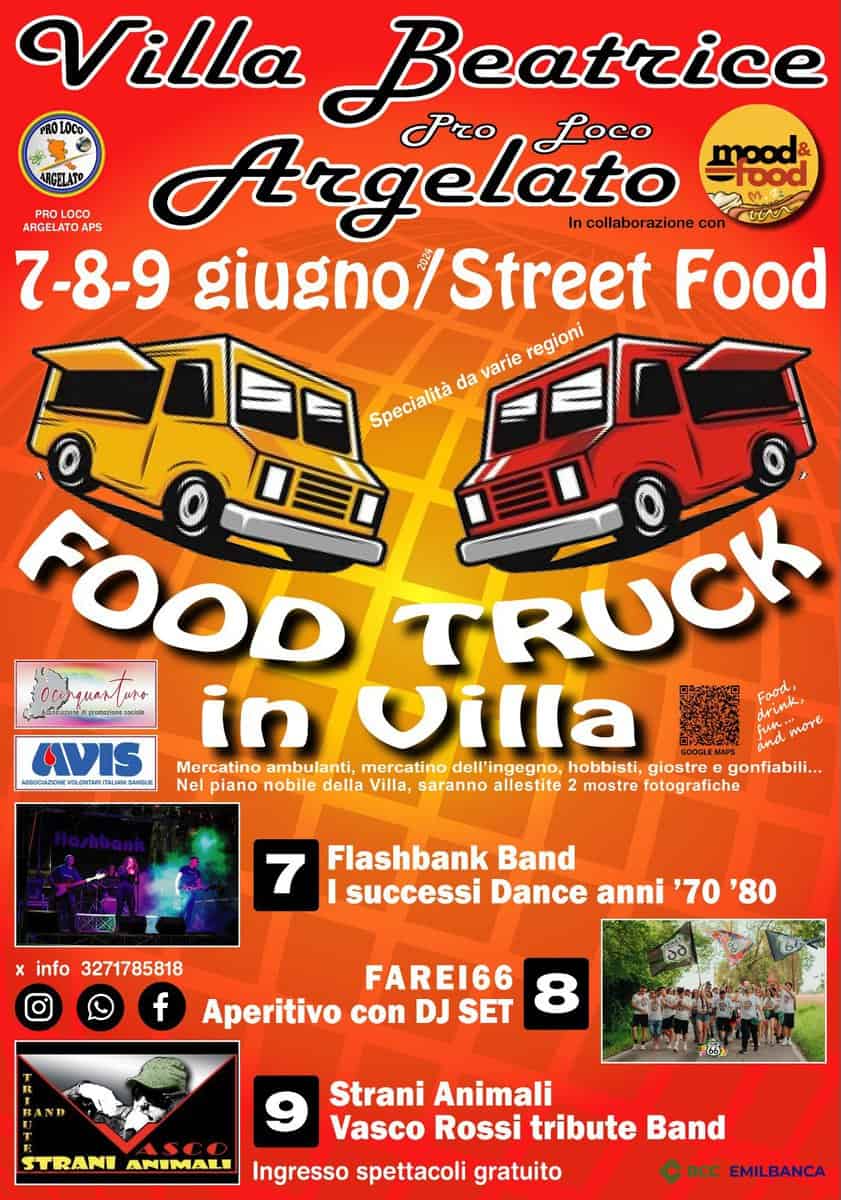 Evento Food Truck In Villa Locandina Food Truck In Villa - da venerdì 7 giugno - domenica 9 giugno 2024 ore 16:00 ore 21:45