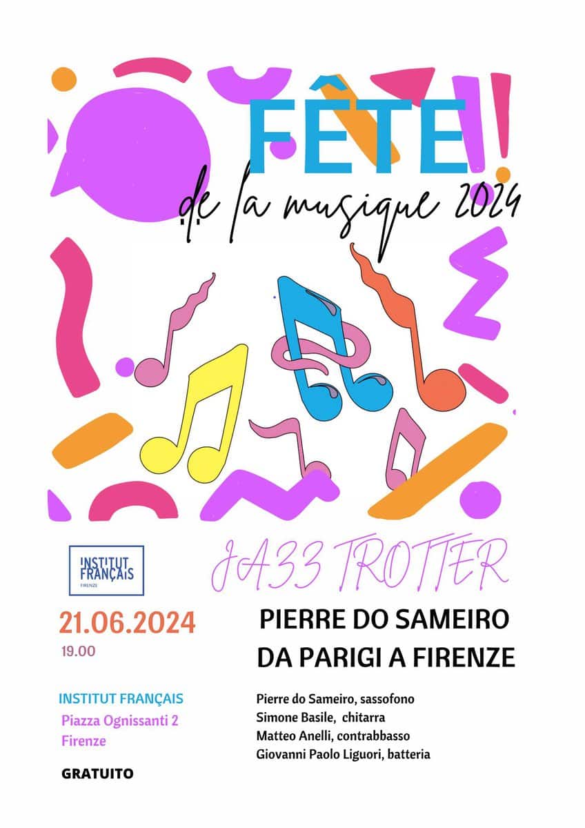 Evento Jazz Trotter Pierre do Sameiro – da Parigi a Firenze Locandina Jazz Trotter Pierre do Sameiro – da Parigi a Firenze - venerdì 21 giugno ore 17:00 - 19:00