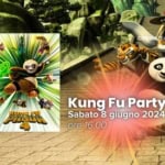 May be an image of text that says "CINEMATEATRO 小 味集 PANDA ห Kung Fu Party! Sabato 8 giugno 2024 ore 16.00 16. 00"