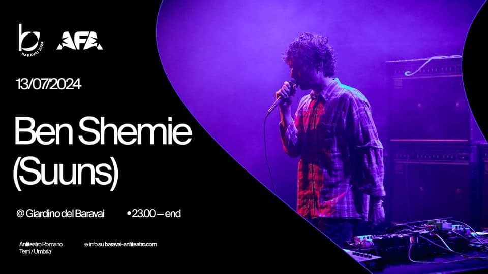 AFA: Ben Shemie (SUUNS) – Ingresso Gratuito May be an image of 1 person and text