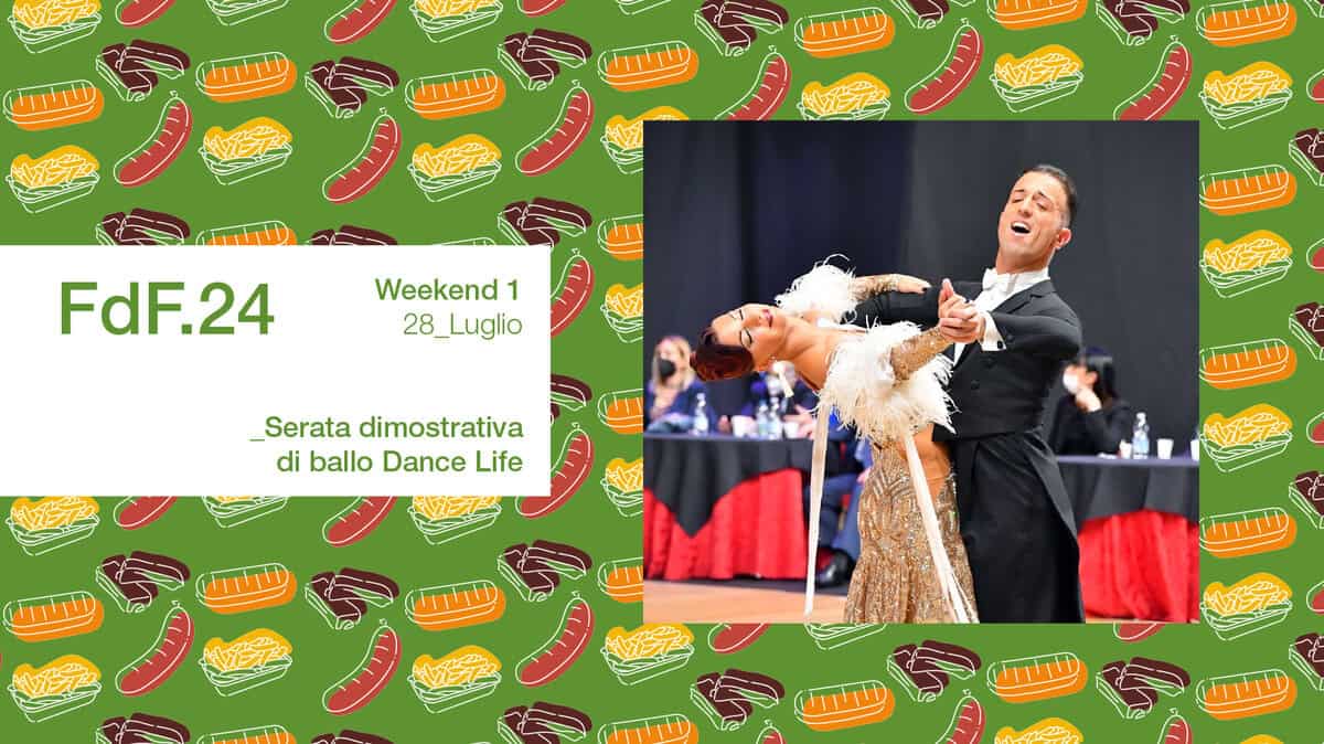 FdF.24 – Serata dimostrativa di ballo – Dance Life May be an image of 3 people and text