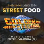 GOLDEN FESTIVAL FELTRE | 11-12-13-14 Luglio 2024 – Feltre (BL) May be an image of burger and text
