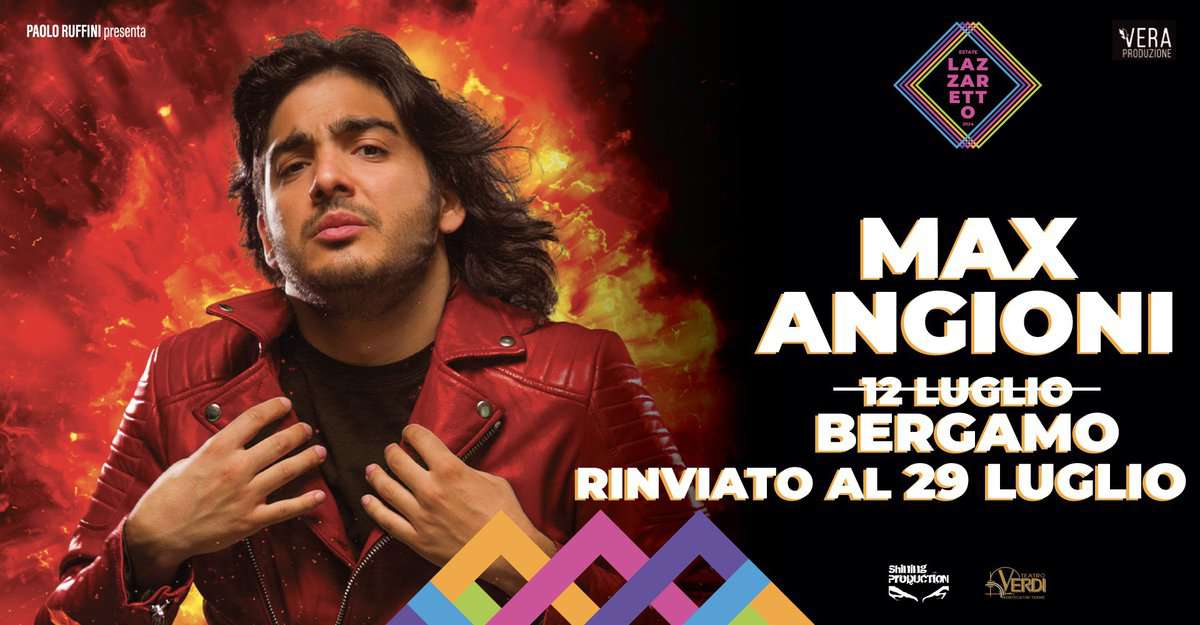 Max Angioni “Anche meno” ✨ Lazzaretto Estate 2024, RINVIATO al 29 luglio 2024 May be an image of 1 person and text