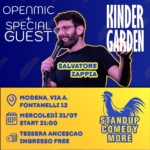 MERCOLEDI 31.07 | STAND UP COMEDY NIGHT OPENMIC+ SPECIAL GUEST SALVATORE ZAPPIA | @Kindergarden Mercoledi 31.07 Stand Up Comedy Night Openmic Special Guest Salvatore Zappia @Kindergarden