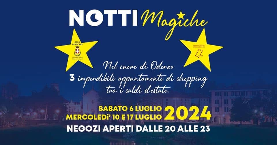 Evento Notti Magiche 6 – 10 – 17 luglio 2024 Locandina Notti Magiche 6 – 10 – 17 luglio 2024 - da sabato 6 luglio - mercoledì 17 luglio 2024 ore 17:00 ore 21:00
