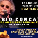 Scarlino GR – Fabio Concato in concerto Musico Ambulante Tour Estate May be an image of 1 person and text that says '26 LUGLIO 2024 VENERDI ORE 21.30 SCARLINO GR FABIOCONCAT FABIO CONCATO MUSICO AMBULANTE TOUR ESTATE IN CONCERTO ROCCA PISANA CASTELLO di SCARLINO SCARLINO GR TICKETONE.IT'