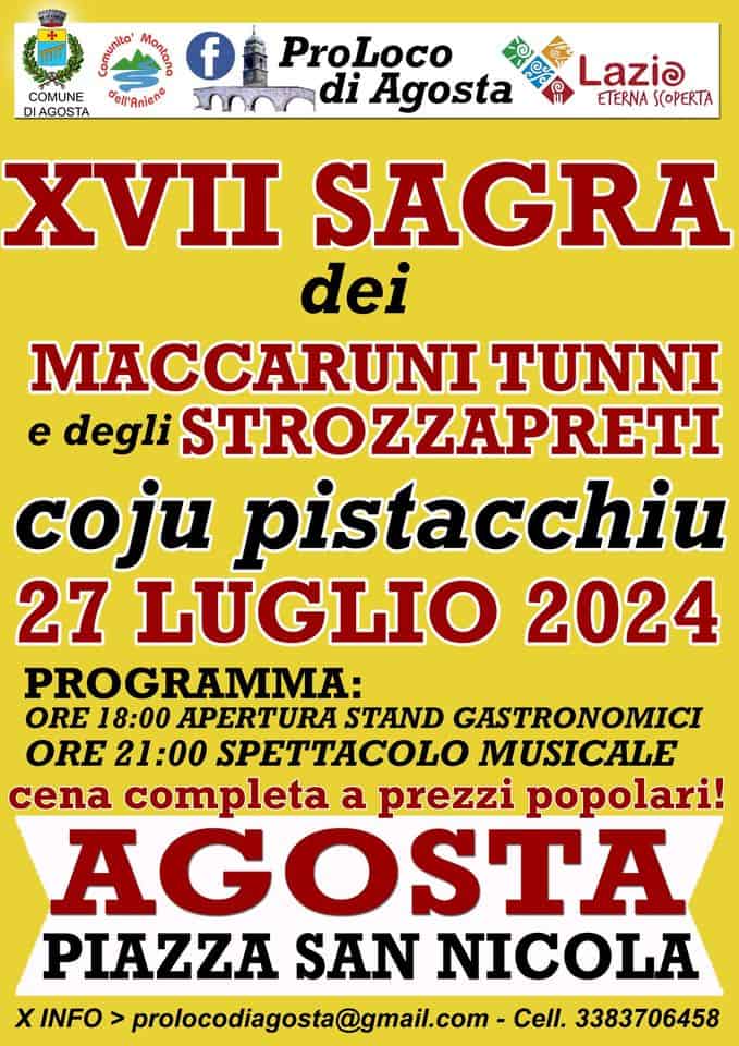 XVII SAGRA DEI MACCARUNI TUNNI COJU PISTACCHIU May be an image of text