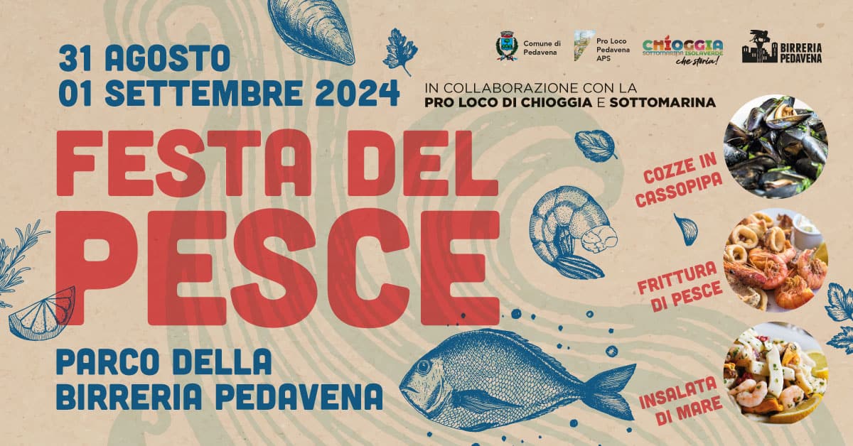 FESTA DEL PESCE in Birreria Pedavena May be an image of text
