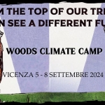 Woods Climate Camp – from the top of our trees , we can see a different future May be a doodle of tree and text