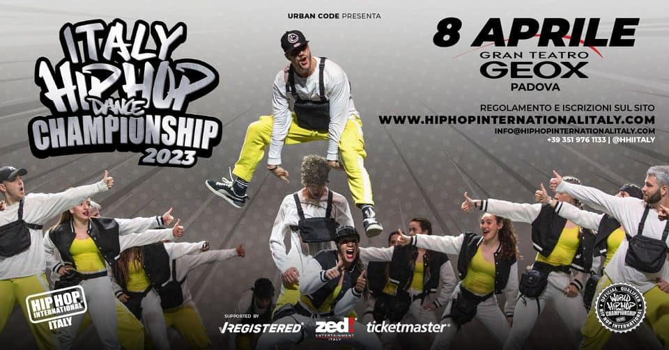 Evento Italy Hip Hop Dance Championship 2023, Qualificazioni – Padova, Gran Teatro Geox Locandina Italy Hip Hop Dance Championship 2023, Qualificazioni – Padova, Gran Teatro Geox - sabato 8 aprile ore 10:00 - 12:00