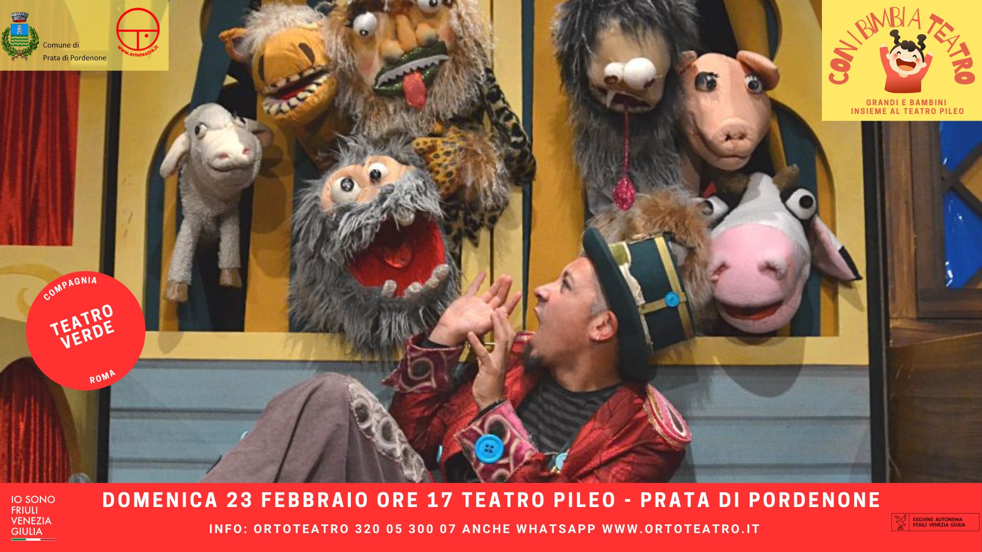 A Prata di Pordenone Teatro Verde presenta 1,2,3… CANTATE CON ME! May be an image of 1 person and text
