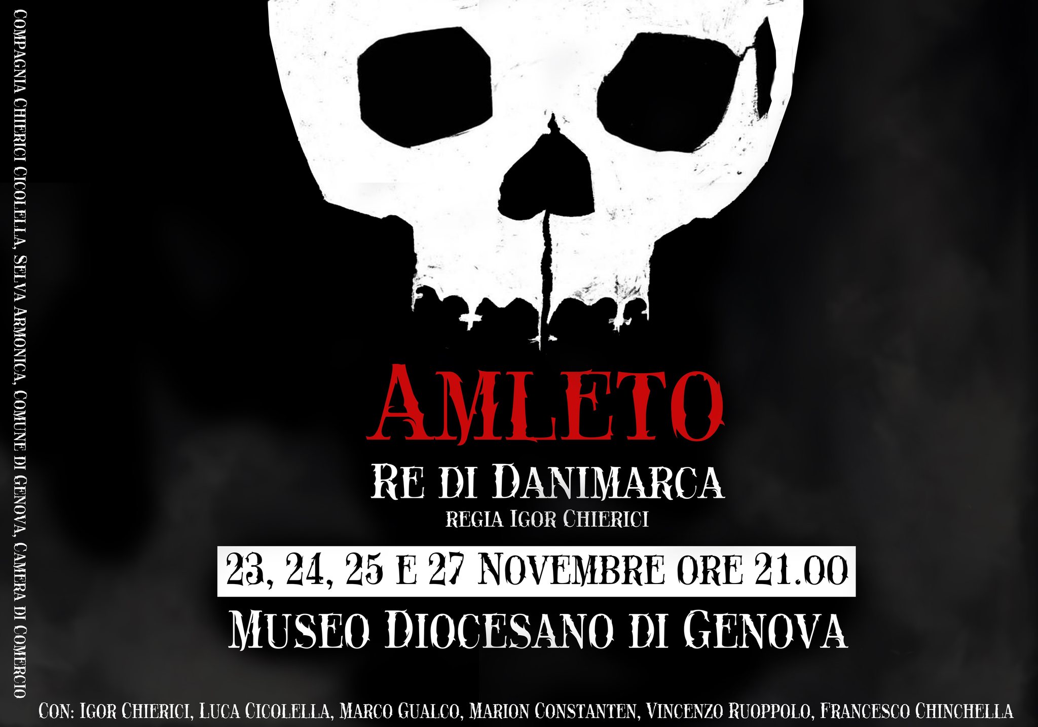 Evento Amleto Re Di Danimarca Locandina Amleto Re Di Danimarca - da sabato 23 novembre - mercoledì 27 novembre 2024 ore 20:30 ore 23:00