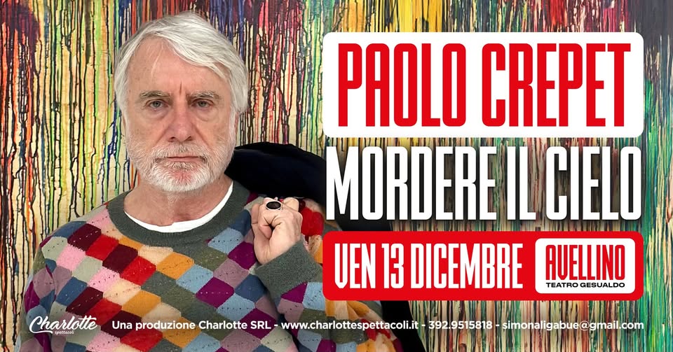 AVELLINO – Teatro Gesualdo – Mordere il Cielo – Paolo Crepet May be pop art of 1 person and text