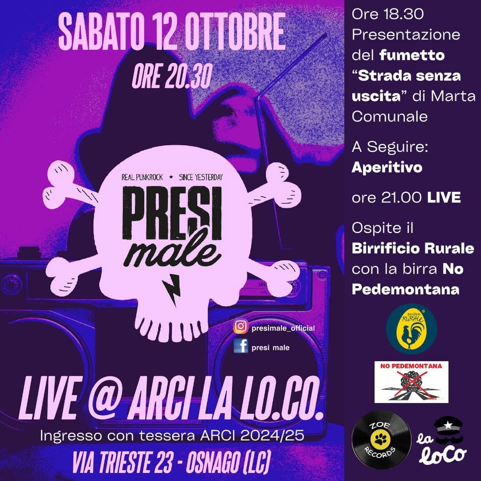 Evento Beer Acoustic Session con I Presi Male e Birrificio Rurale Locandina Beer Acoustic Session con I Presi Male e Birrificio Rurale - sabato 12 ottobre ore 18:30 - 23:30